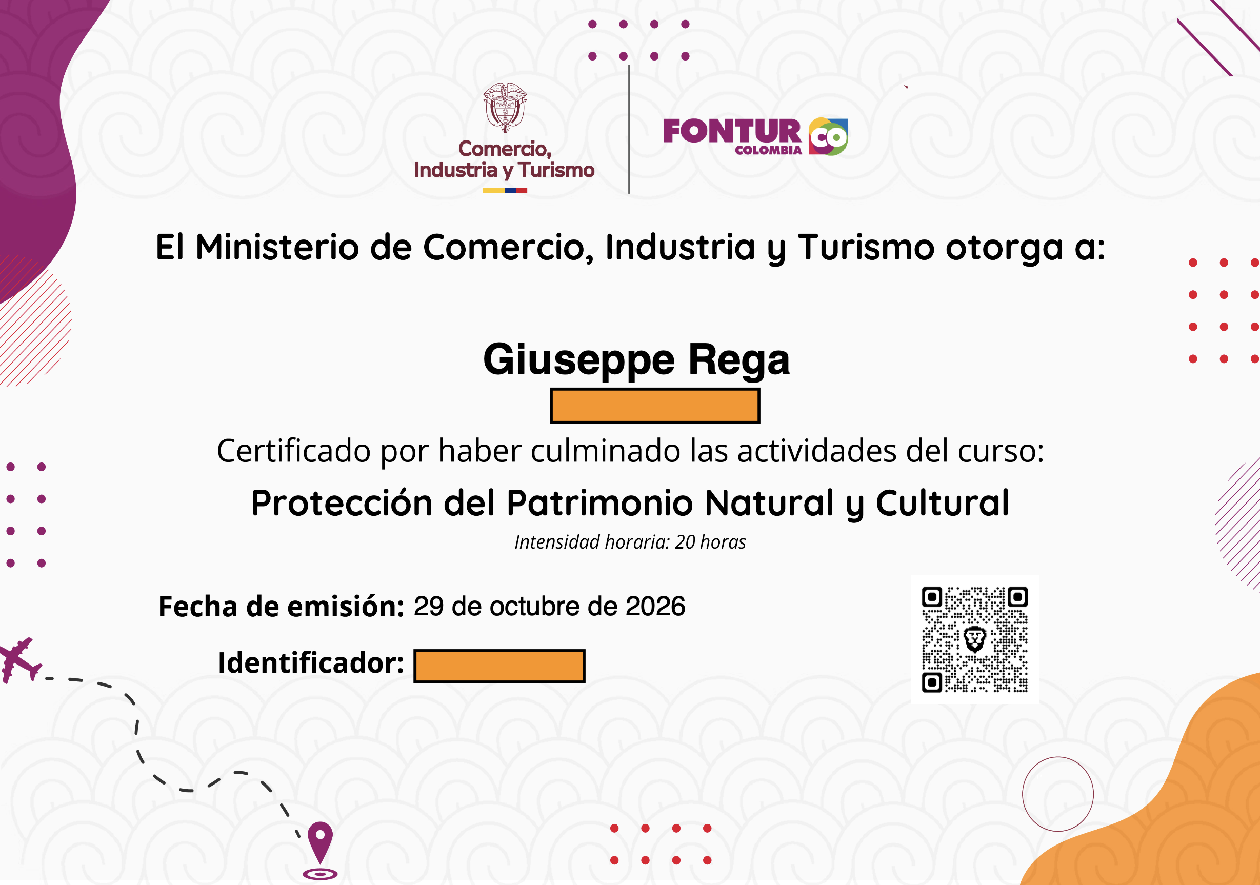 Attestato:Protección del Patrimonio Natural y Cultural